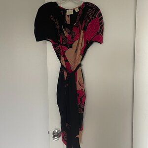 Silk Short Sleeve Dress Size: XS